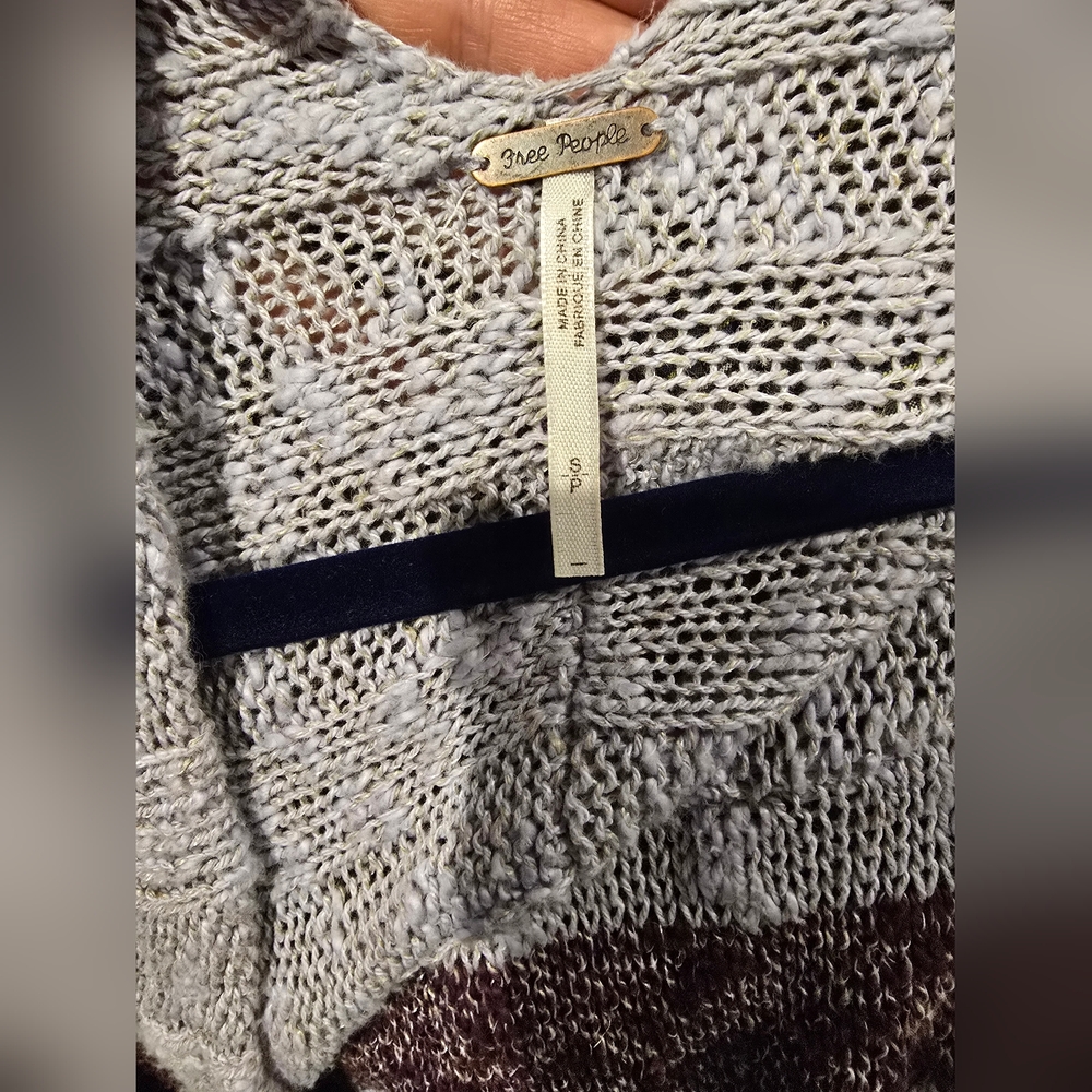 Free People Women's Free Spirit Stripe Cardigan in Lavender Combo Size SMALL - Picture 5 of 7